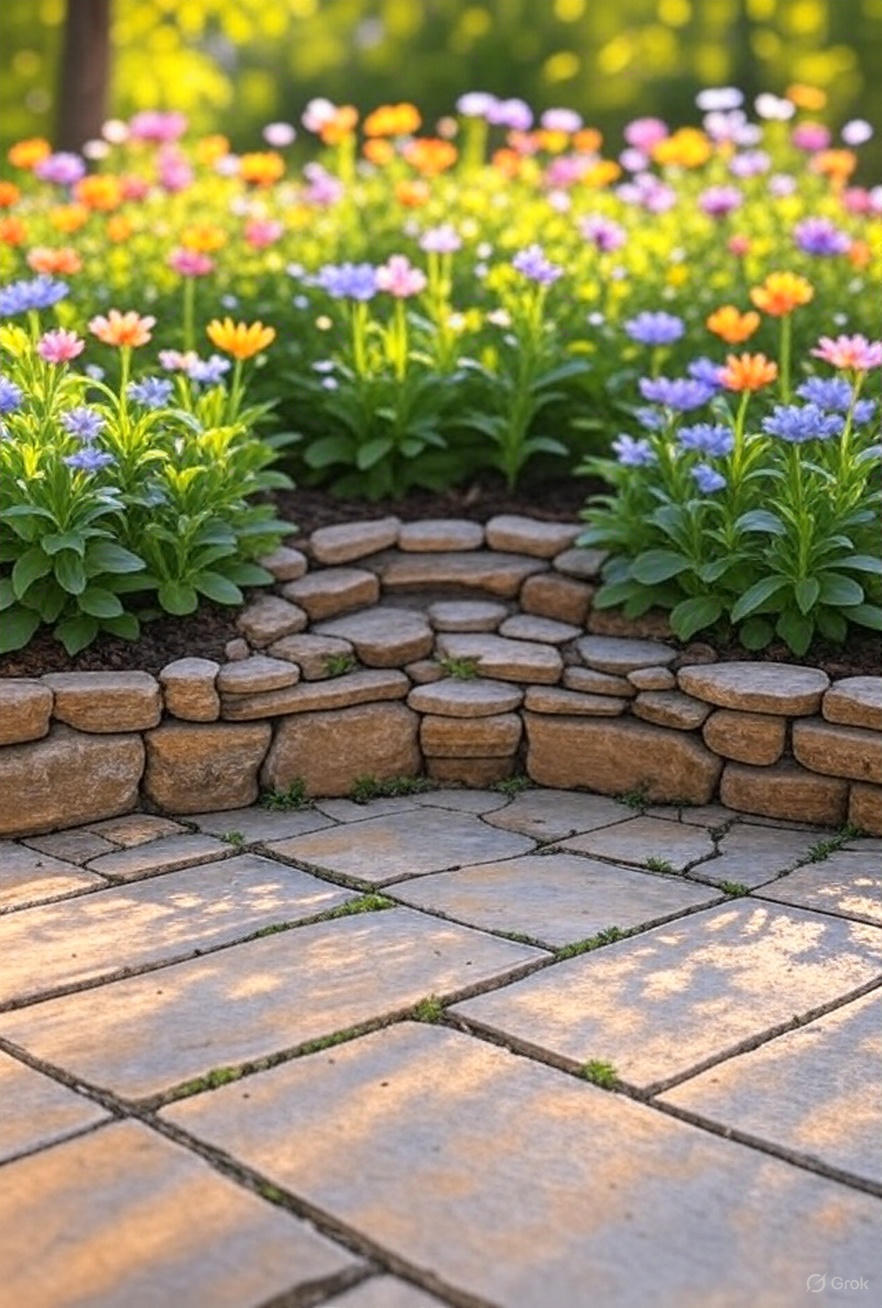 background plants and rock wall